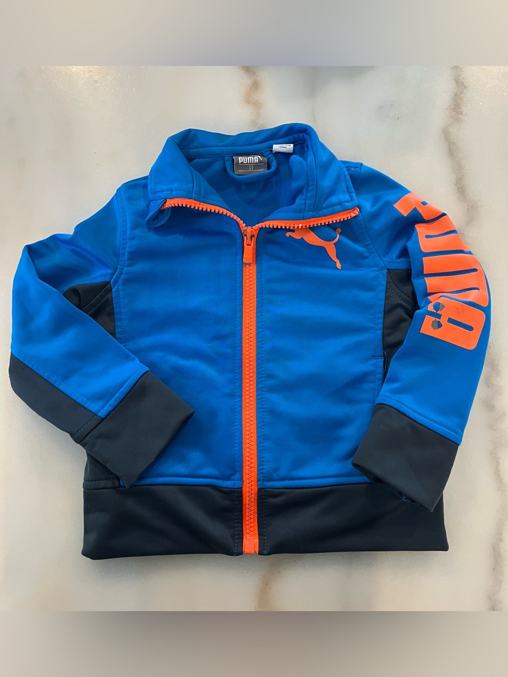 Puma Kids Blue & Orange Zip-Up Swim Rashguard